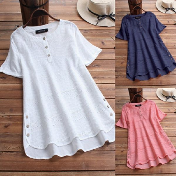 women's blouses & shirts womens lace casual shirt fashion embroidery button short sleeve shirts female asymmetrical blusa tunic, White
women's blouses & shirts womens lace casual shirt fashion embroidery button short sleeve shirts female asymmetrical blusa tunic, White