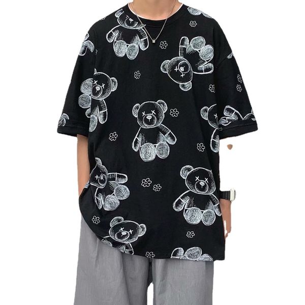 men's t-shirts korean short sleeve men tshirts summer hong kong style couple clothes animal bear funny cartoons anime graphic oversized, White;black
men's t-shirts korean short sleeve men tshirts summer hong kong style couple clothes animal bear funny cartoons anime graphic oversized, White;black
