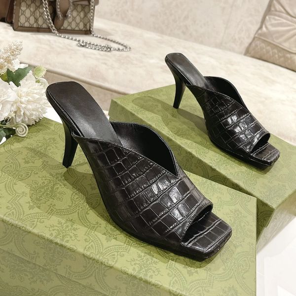 women shoes luxury genuine leather mules brand high heels slippers designer shoes retro open-toes summer slides zapatillas mujer, Black
women shoes luxury genuine leather mules brand high heels slippers designer shoes retro open-toes summer slides zapatillas mujer, Black