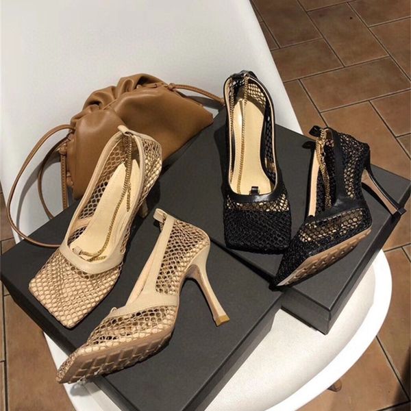 sandals fashionable style large square head shallow mouth hollowed out mesh simple single shoe net high heel thin bbhg, Black
sandals fashionable style large square head shallow mouth hollowed out mesh simple single shoe net high heel thin bbhg, Black