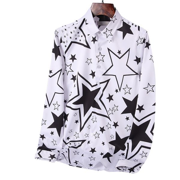 men's casual shirts spring autumn social long-sleeved five-pointed star designer shirt office slim retro fashion party clothing, White;black
men's casual shirts spring autumn social long-sleeved five-pointed star designer shirt office slim retro fashion party clothing, White;black