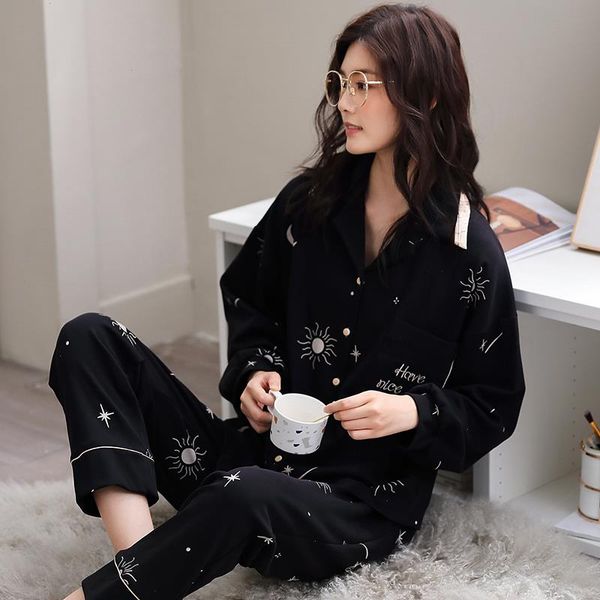 autumn 100 cotton women sleepwear pajamas set long sleeve turn-down collar cardigan loose soft -3xl female nighty, Black;red
autumn 100 cotton women sleepwear pajamas set long sleeve turn-down collar cardigan loose soft -3xl female nighty, Black;red