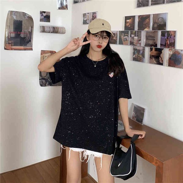 cotton fashion loose black white 3 sizes short sleeve oneck women female college wind summer tshirts 210426
cotton fashion loose black white 3 sizes short sleeve oneck women female college wind summer tshirts 210426