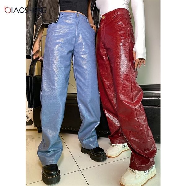 faux leather pant's high waist lady loose streetwear fashion elegant straight leg female trouser 220325, Black;white
faux leather pant's high waist lady loose streetwear fashion elegant straight leg female trouser 220325, Black;white