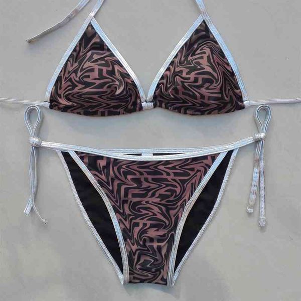 women's swimwear letter split swimsuit 20 years bikini triangle neck tie uhvp, White;black