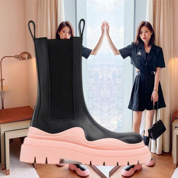 two tone tire chelsea boots women platform chunky boot lady luxe design men mid-calf desiger calfskin slip-on style round toe boots rubber p, Black
two tone tire chelsea boots women platform chunky boot lady luxe design men mid-calf desiger calfskin slip-on style round toe boots rubber p, Black