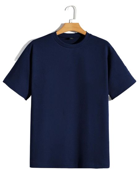 men solid drop shoulder tee 91zx#, White;black 
men solid drop shoulder tee 91zx#, White;black
