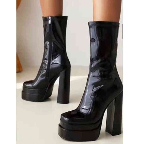 boots style catwalk boots super high heel square head short tube thick double-layer waterproof platform fashion women's oji8, Black
boots style catwalk boots super high heel square head short tube thick double-layer waterproof platform fashion women's oji8, Black