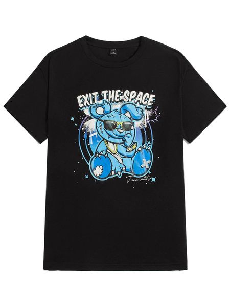 men cartoon & slogan graphic drop shoulder tee j4dp#, White;black
men cartoon & slogan graphic drop shoulder tee j4dp#, White;black