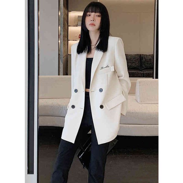 women's suits blazers simple design white small suit female letter printing medium and long coat, White;black
women's suits blazers simple design white small suit female letter printing medium and long coat, White;black