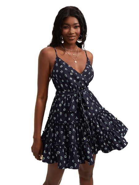 x yin creative studio ditsy floral print frill trim belted cami dress k47m#, Black;gray
x yin creative studio ditsy floral print frill trim belted cami dress k47m#, Black;gray