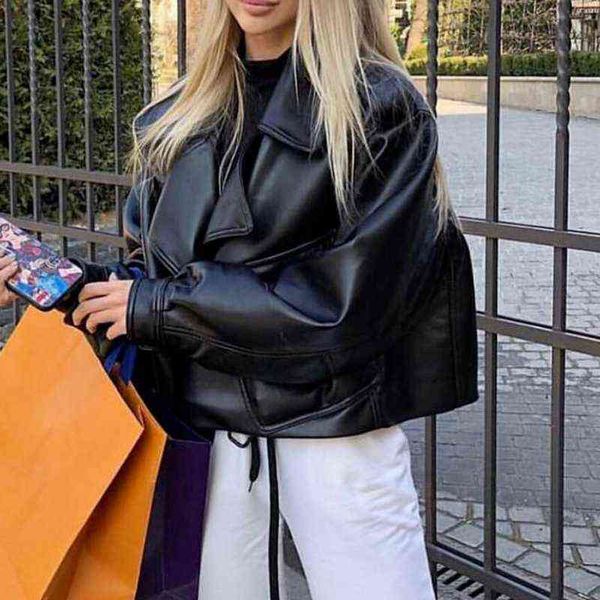 new spring women faux leather jacket biker red white coat turndown collar pu motorcycle jackets loose streetwear outerwear 2022 l220728, Black
new spring women faux leather jacket biker red white coat turndown collar pu motorcycle jackets loose streetwear outerwear 2022 l220728, Black