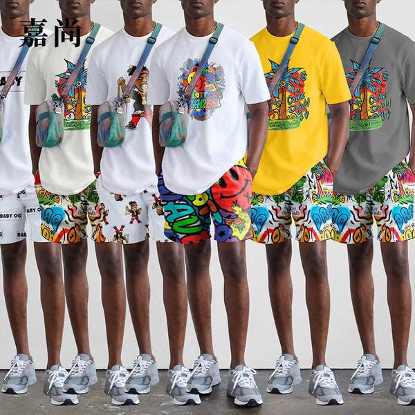 2022 summer tracksuit men's new short sleeved shorts loose print casual two piece suit jogging suits men fashion, Gray
2022 summer tracksuit men's new short sleeved shorts loose print casual two piece suit jogging suits men fashion, Gray