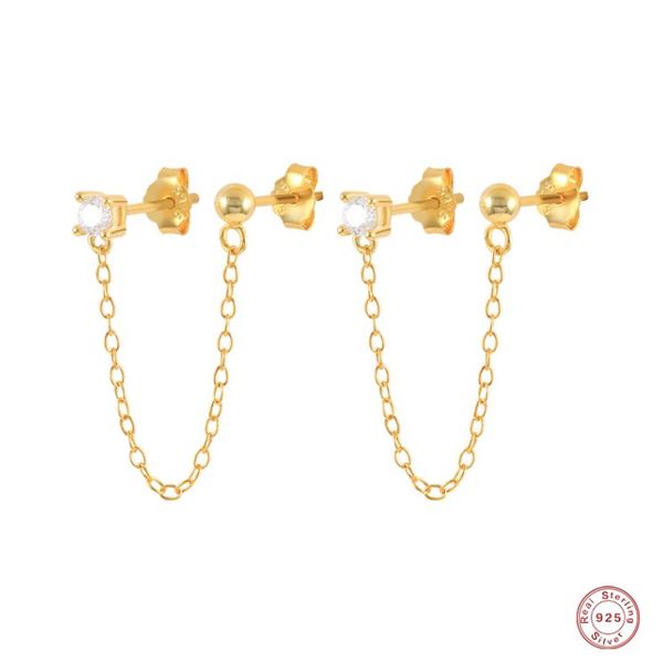 stud 925 sterling silver white zircon ball earrings for women double studs chain tassel piercing earring 18k gold platedstud, Golden;silver
stud 925 sterling silver white zircon ball earrings for women double studs chain tassel piercing earring 18k gold platedstud, Golden;silver