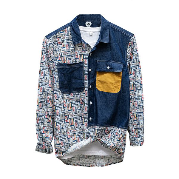 men's casual shirts print long sleeve shirt for men 100%pure cotton patchwork clothing male autumn style button up denim, White;black
men's casual shirts print long sleeve shirt for men 100%pure cotton patchwork clothing male autumn style button up denim, White;black