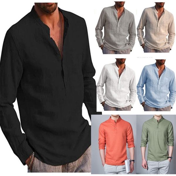 men s casual blouse cotton linen shirt loose long sleeve tee spring autumn handsome s 220719, White;black
men s casual blouse cotton linen shirt loose long sleeve tee spring autumn handsome s 220719, White;black