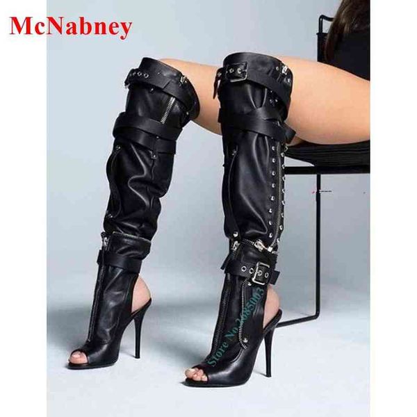 belt buckle zipper peep toe boots thin high heel over the knee buckle straps solid boots women shoe autume knight boots party 220514, Black
belt buckle zipper peep toe boots thin high heel over the knee buckle straps solid boots women shoe autume knight boots party 220514, Black