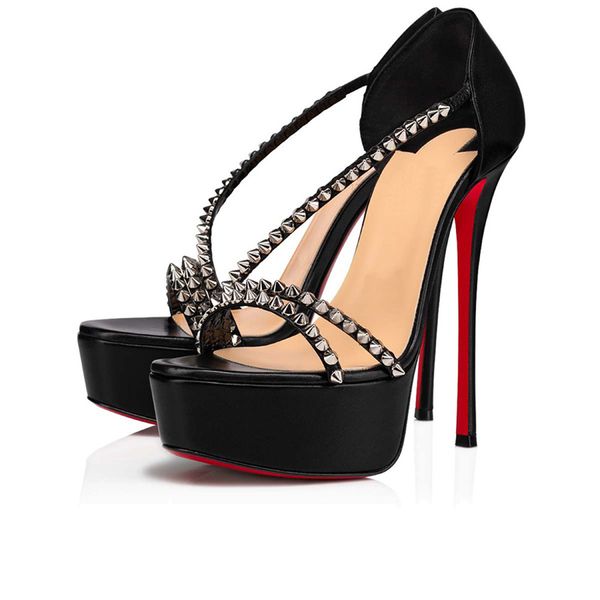 fashion women's red bottoms pumps sandal popular platforms 150 mm high heels slim lady peep toes leather rivets foot strap designer sum, Black
fashion women's red bottoms pumps sandal popular platforms 150 mm high heels slim lady peep toes leather rivets foot strap designer sum, Black
