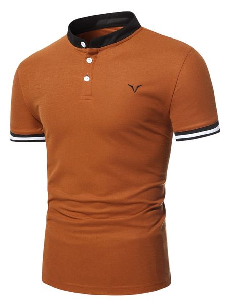 men wings embroidery contrast mock neck polo shirt a4bo#, White;black
men wings embroidery contrast mock neck polo shirt a4bo#, White;black