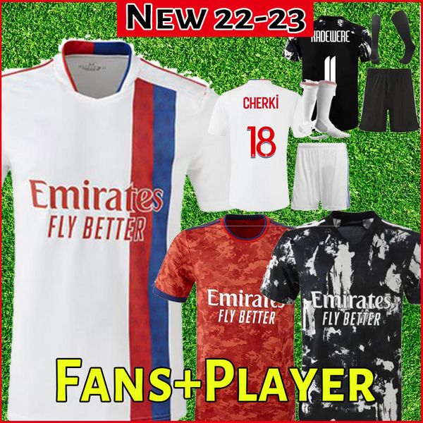 21 22 maillot de foot olym lyonnais lyon soccer jerseys 2021 2022 player memphis toko ekambi bruno g cherki aouar football shirt men kids sh, Black;yellow