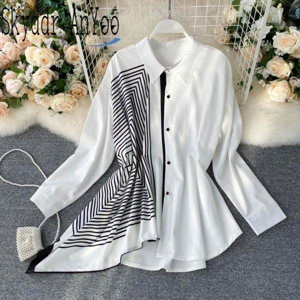 fashion blouse women irregular loose shirts turn down collar women long sleeve white black femmes blouses y200828
fashion blouse women irregular loose shirts turn down collar women long sleeve white black femmes blouses y200828