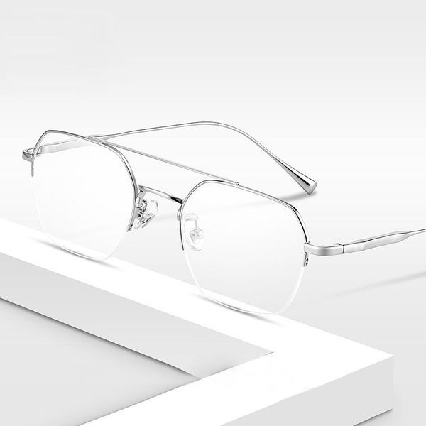 fashion sunglasses frames men's brand design retro half frame titanium glasses double beam aviation women optical prescription eyeglass, Black
fashion sunglasses frames men's brand design retro half frame titanium glasses double beam aviation women optical prescription eyeglass, Black