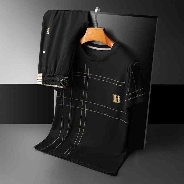 men's sports fashion trend brand clothing 2022 summer new round short sleeve t-shirt set pants sportswear, Gray
men's sports fashion trend brand clothing 2022 summer new round short sleeve t-shirt set pants sportswear, Gray