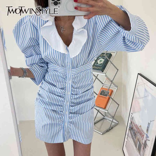 striped blue shirt dress for women lapel long sleeve high waist a line mini dresses female fashion clothing 210423, Black;gray
striped blue shirt dress for women lapel long sleeve high waist a line mini dresses female fashion clothing 210423, Black;gray