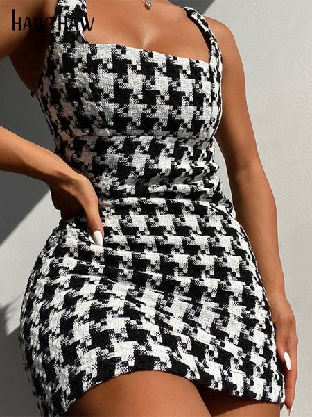 hawthaw women fashion sleeveless houndstooth printed bodycon straps black mini dress 2022 summer clothes wholesale items, Black;gray
hawthaw women fashion sleeveless houndstooth printed bodycon straps black mini dress 2022 summer clothes wholesale items, Black;gray