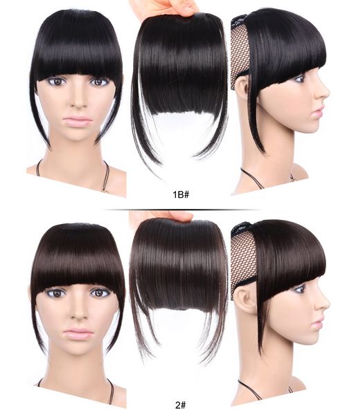 

hair bangs wholesale synthetic clip in hairpieces extensions hairs extension frange blunt heat-resistant fake hairpiece in bulk, Black