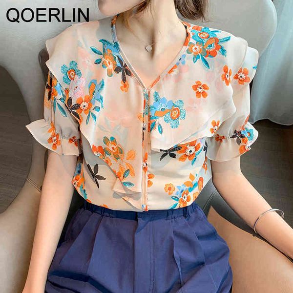 qoerlin floral chiffon shirt womens summer fashion short sleeve retro ruffle chiffon shirt plus size buttons 210412, White
qoerlin floral chiffon shirt womens summer fashion short sleeve retro ruffle chiffon shirt plus size buttons 210412, White