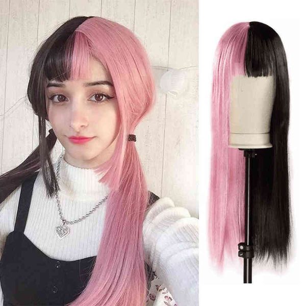 lolita cosplay wigs half pink black long straight synthetic halloween two ombre color for women girl 220622
lolita cosplay wigs half pink black long straight synthetic halloween two ombre color for women girl 220622