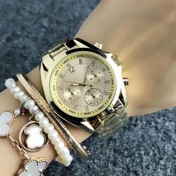 fashion m design brand women's girl 3 dials style metal steel band quartz watch m68289h, Slivery;brown
fashion m design brand women's girl 3 dials style metal steel band quartz watch m68289h, Slivery;brown