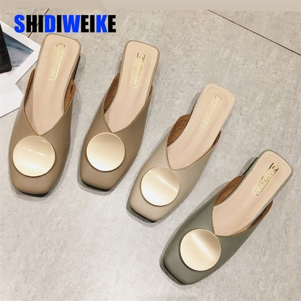 women slippers slip on mules flat heel casual shoes british buckle slides wooden block heels summer footwear 220622, Black
women slippers slip on mules flat heel casual shoes british buckle slides wooden block heels summer footwear 220622, Black