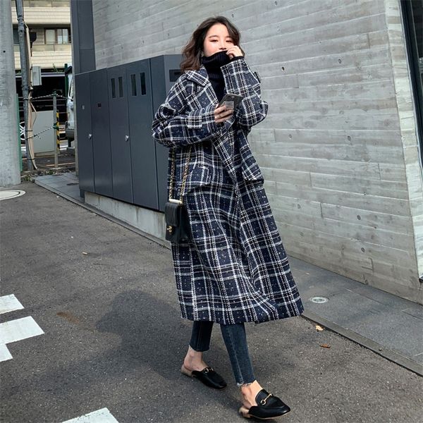 coat female winter woolen thicken tweed long style thick plaid retro stitching fashion double breasted lapel jacket lj201106, Black
coat female winter woolen thicken tweed long style thick plaid retro stitching fashion double breasted lapel jacket lj201106, Black