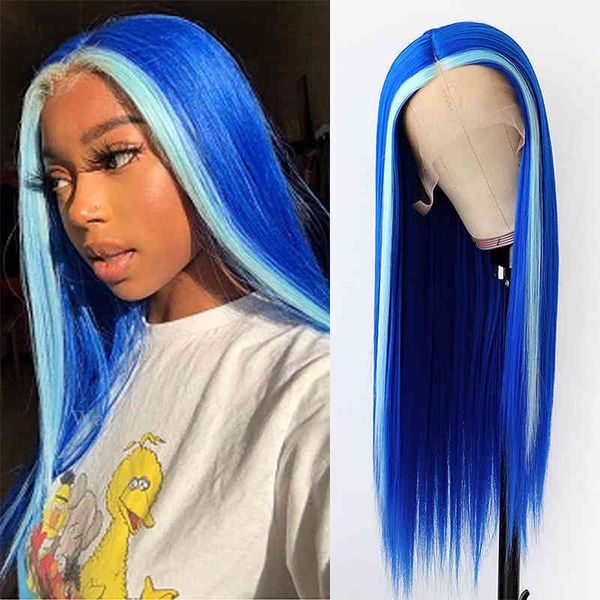 women's blue pick dyed long straight hair front lace chemical fiber headcover t-lace wigs, Golden;white
women's blue pick dyed long straight hair front lace chemical fiber headcover t-lace wigs, Golden;white