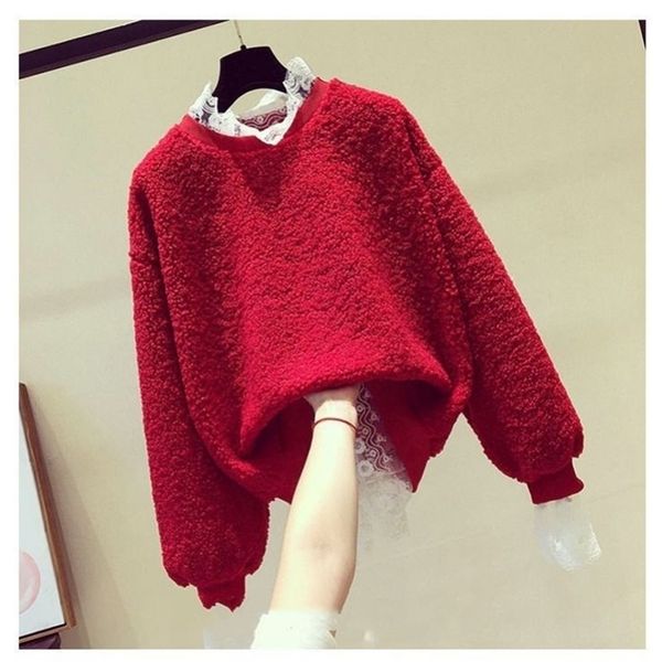 plus velvet thick hoodies fake two piece lamb wool oversize sweatshirt women winter clothes new korean style loose lj201103, Black
plus velvet thick hoodies fake two piece lamb wool oversize sweatshirt women winter clothes new korean style loose lj201103, Black