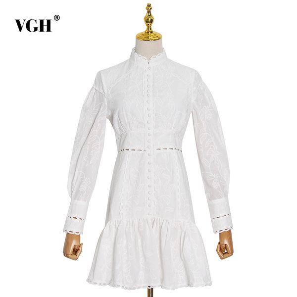 elegant hollow out dress for women stand collar puff sleeve high waist patchwork ruffles dresses female fashion clothes 210507, Black;gray
elegant hollow out dress for women stand collar puff sleeve high waist patchwork ruffles dresses female fashion clothes 210507, Black;gray
