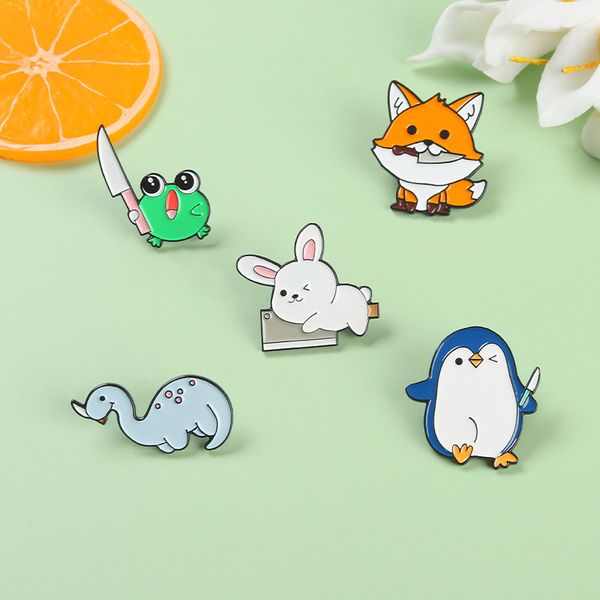 cute animal enamel brooch small size frog rabbit penguin dinosaur fox with knife bag hat decor jewelry badge women denim lapel pin4106510, Gray
cute animal enamel brooch small size frog rabbit penguin dinosaur fox with knife bag hat decor jewelry badge women denim lapel pin4106510, Gray