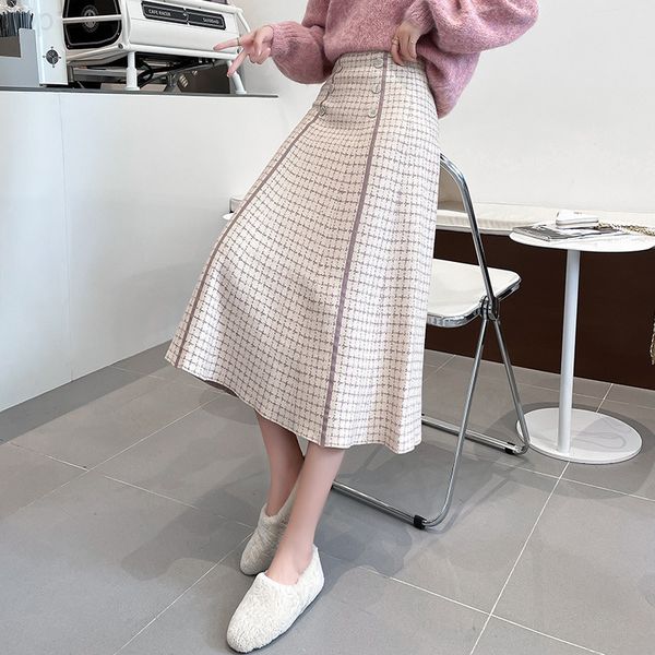 designerspring small fragrance stitched knitted skirt women's medium length high waist thin spring and autumn plaid a-shaped wool luxur, White
designerspring small fragrance stitched knitted skirt women's medium length high waist thin spring and autumn plaid a-shaped wool luxur, White