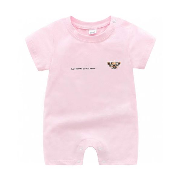 

High Quality Newborn Baby Rompers Girls and Boy Long Sleeve Spring Cotton Clothes Brand Letter Print Infant Romper Children Ourfits, Short sleeve pink