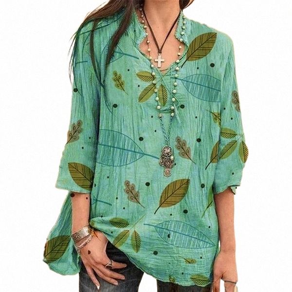 women vintage v-neck blouse shirts elegant 3/4 sleeve leaves printed office ladies casual plus size pullovers blusa women's blouses &, White
women vintage v-neck blouse shirts elegant 3/4 sleeve leaves printed office ladies casual plus size pullovers blusa women's blouses &, White