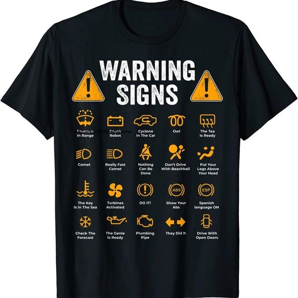 funny driving warning signs 101 auto mechanic gift driver t-shirt fashion casual t shirt cotton mens tees 220414, White;black
funny driving warning signs 101 auto mechanic gift driver t-shirt fashion casual t shirt cotton mens tees 220414, White;black