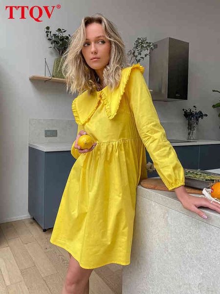 ttqv casual yellow doll collar women's dress 2022 fashion long sleeve office lady mini dresses elegant classic female dress t220804, Black;gray
ttqv casual yellow doll collar women's dress 2022 fashion long sleeve office lady mini dresses elegant classic female dress t220804, Black;gray