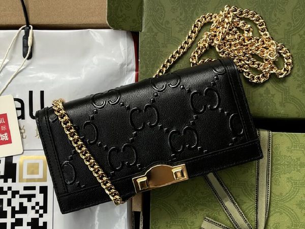 realfine wallets 5a 676155 19cm wallet on chian black embossed leather purse for women with dust bag box, Red;black
realfine wallets 5a 676155 19cm wallet on chian black embossed leather purse for women with dust bag box, Red;black