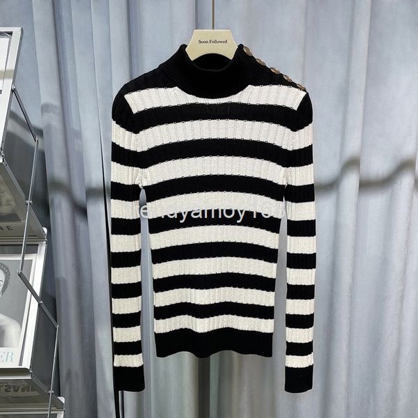 women's knits & tees high neck long sleeved sweater winter bottomed women slim stripe contrast metal button elastic, White
women's knits & tees high neck long sleeved sweater winter bottomed women slim stripe contrast metal button elastic, White