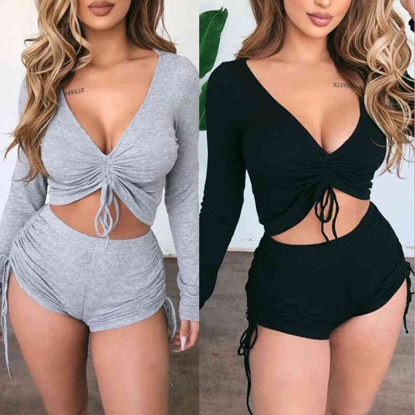 women's tracksuits autumn v-neck low cut casual drawstring flannel shorts cqk1, Gray
women's tracksuits autumn v-neck low cut casual drawstring flannel shorts cqk1, Gray