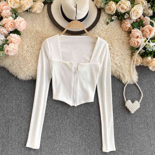 women's t-shirt ins secret leak collarbone low neck zip cardigan t-shirt womanly solid color versatile short fashion zmjt, White
women's t-shirt ins secret leak collarbone low neck zip cardigan t-shirt womanly solid color versatile short fashion zmjt, White