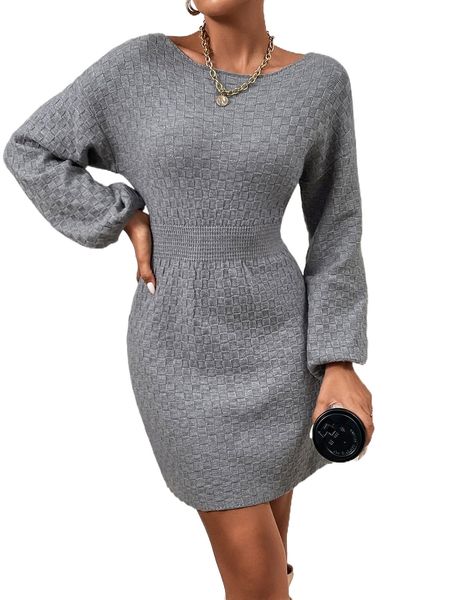 drop shoulder sweater dress o6nn#, White;black