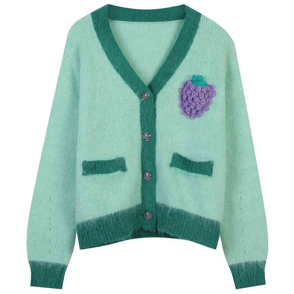 women's sweaters autumn and winter women's wear v-neck long sleeve contrast stripe grape embroidery loose temperament knitted card, White;black
women's sweaters autumn and winter women's wear v-neck long sleeve contrast stripe grape embroidery loose temperament knitted card, White;black